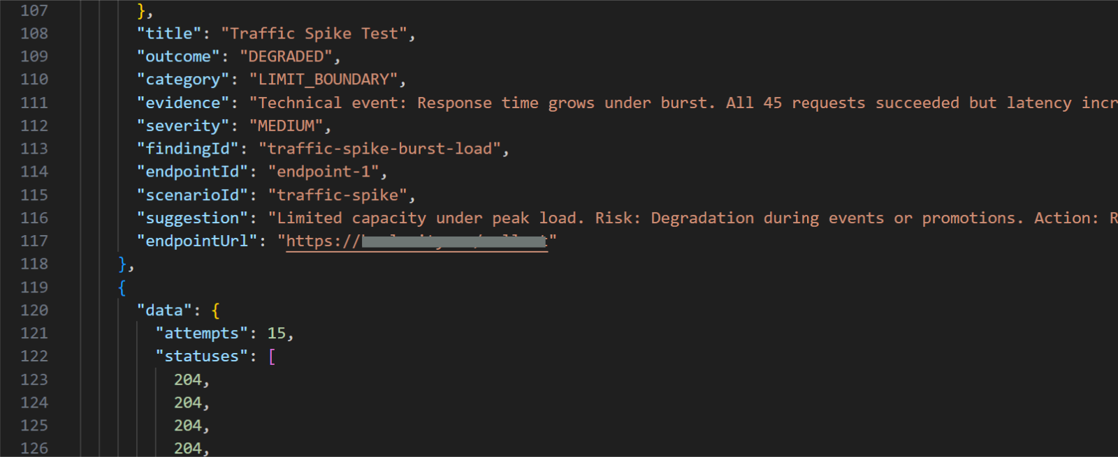 JSON Report preview